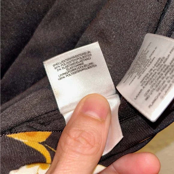 NWT Anne Klein black/mustard yellow floral tie waist sleeveless midi dress sz 6 - Picture 10 of 10